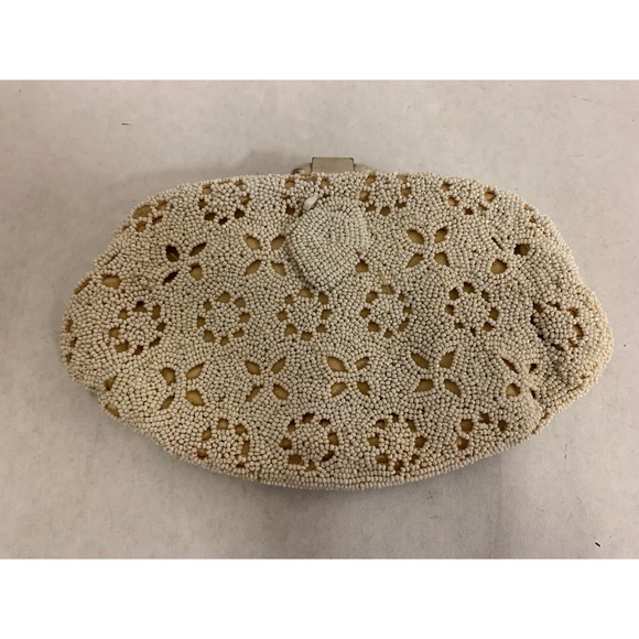 Vintage 1930's White Beaded Evening Bag, Wedding Clutch, Made in Belgium - Picture 1 of 8